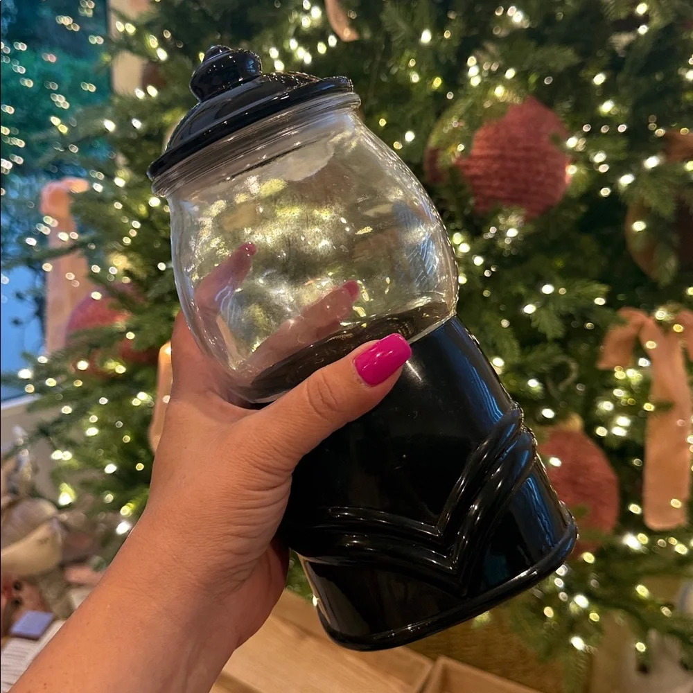 Target Christmas holiday black candy jar glass